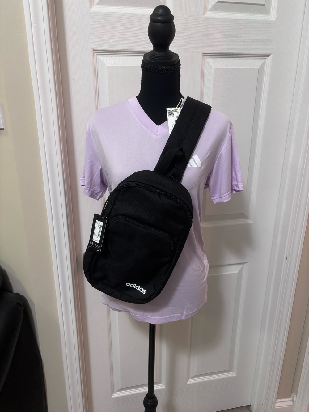 adidas Black Sling Bag with Front Zip Pocket